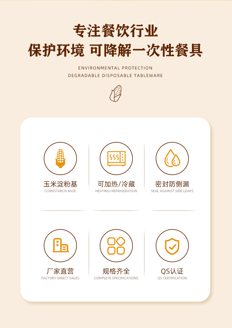 可降解一次性餐盒圆形玉米淀粉外卖打包盒环保快餐盒汤面分离圆碗详情2