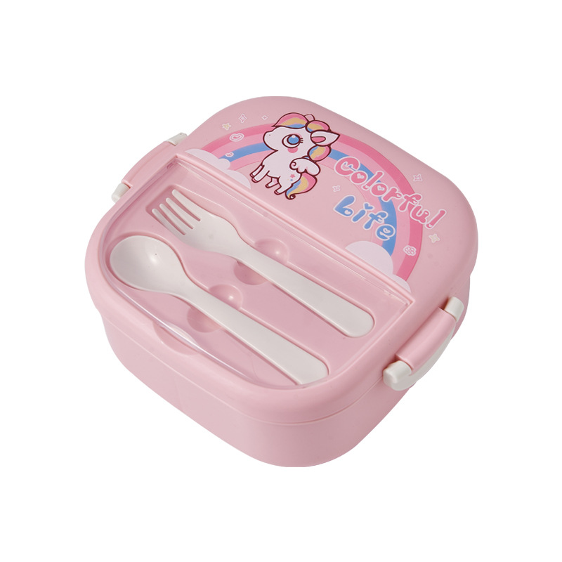 Children's cartoon compartments lunch box, heating bento box, student portable lunch box, food-grade preservation for outdoor picnics Item Picture