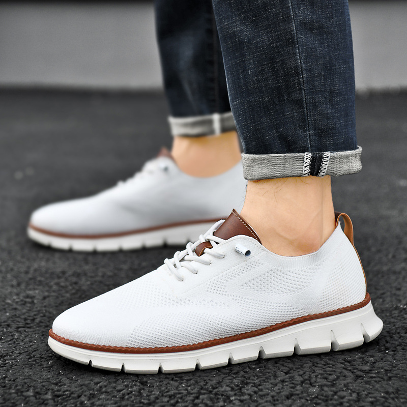 2023 British Style Men's Shoes Summer Breathable Sports Shoes Flying Mesh Shoes Men Cross-Border Large Size 48 Size Running Shoes Application Scenario