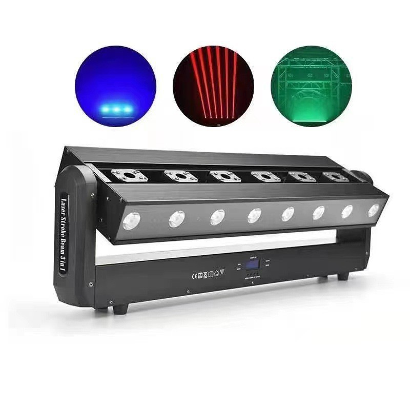 Six-eye single red swing laser light +LED golden yellow + RGB flashing 6-eye laser light stage performance KTV wine full figure