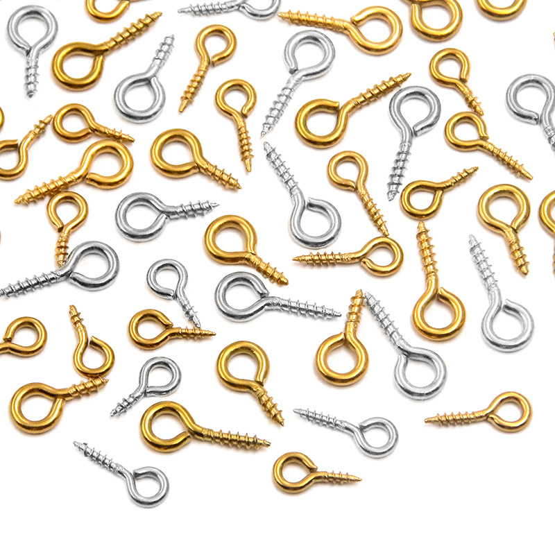4 sizes of 2-color vacuum electroplated stainless steel sheep eye lanyard buckle self-tapping screw perforated 9-shaped nail accessories Item Picture