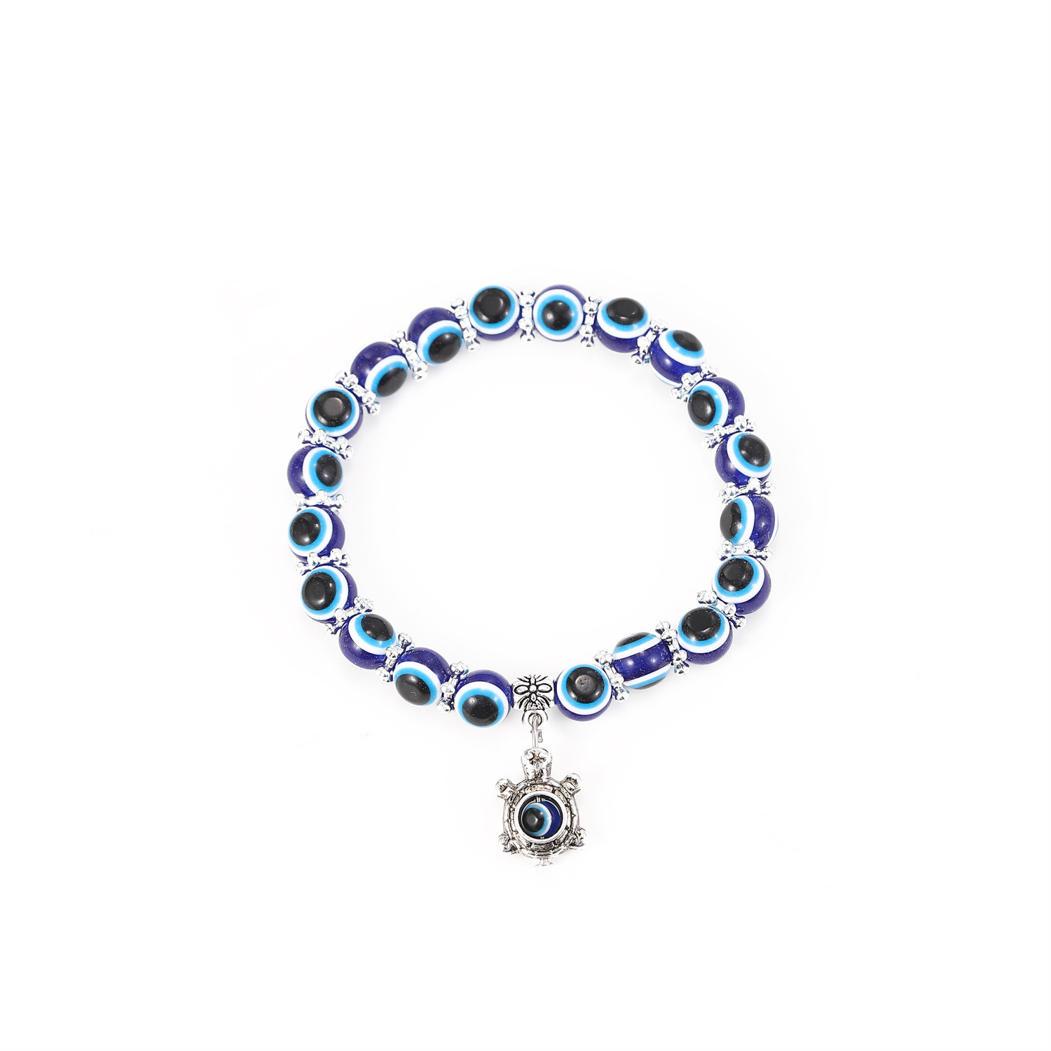 Amazon cross-border best-selling retro blue 8mm Devil's Eye resin beaded elastic bracelet for men and women friendship bracelet Item Picture