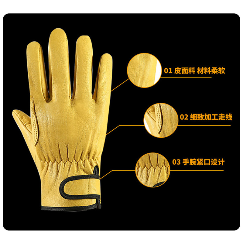 Wholesale labor protection leather gloves Electric welder garden trim tree repair car leather gloves site handling operation leather gloves details Picture