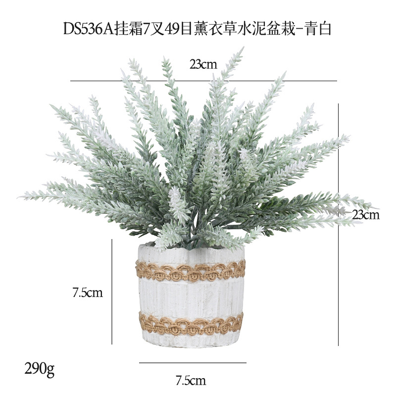 Cross-border best-selling 4-piece set of cylindrical cement potted plants for home decoration, artificial green plant desktop and artificial bonsai set details Picture