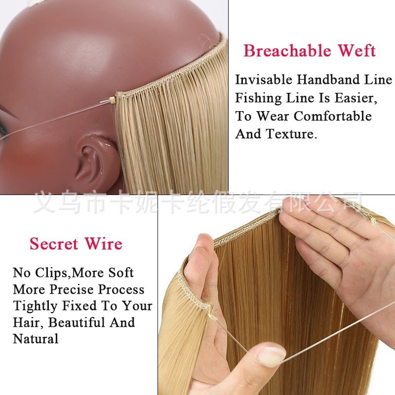 newlook wholesale synthetic fiber wigs for women, mid-length, small curls, solid color, two-tone, wavy fishline hair extensions Item Picture