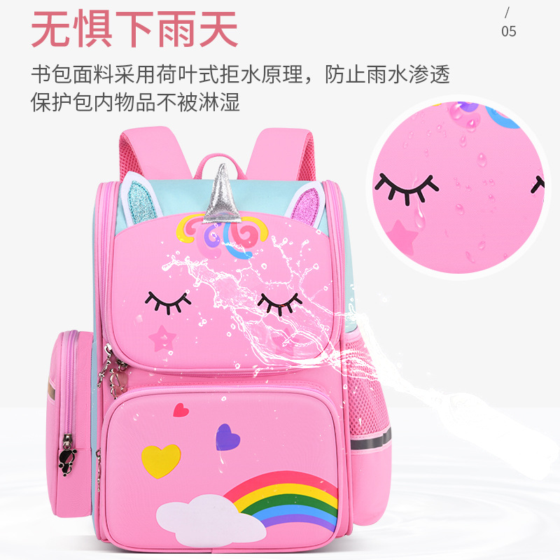 1-6 grado escuela primaria mochila de los niños dos hombros reducción de carga bolsa espacial de gran capacidad de dibujos animados lindo logotipo impreso mochila Specification image
