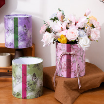 花束包装圆桶批发新款创意圆形花盒鲜花包装新中式花卉圆形抱抱桶
