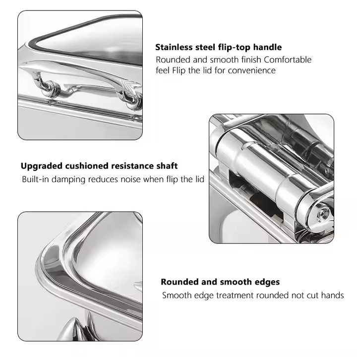 Cross-Border Stainless Steel Buffet Stove Hotel Restaurant Food Heating Container Hydraulic Electric Heating Visual Buffy Stove Application Scenario