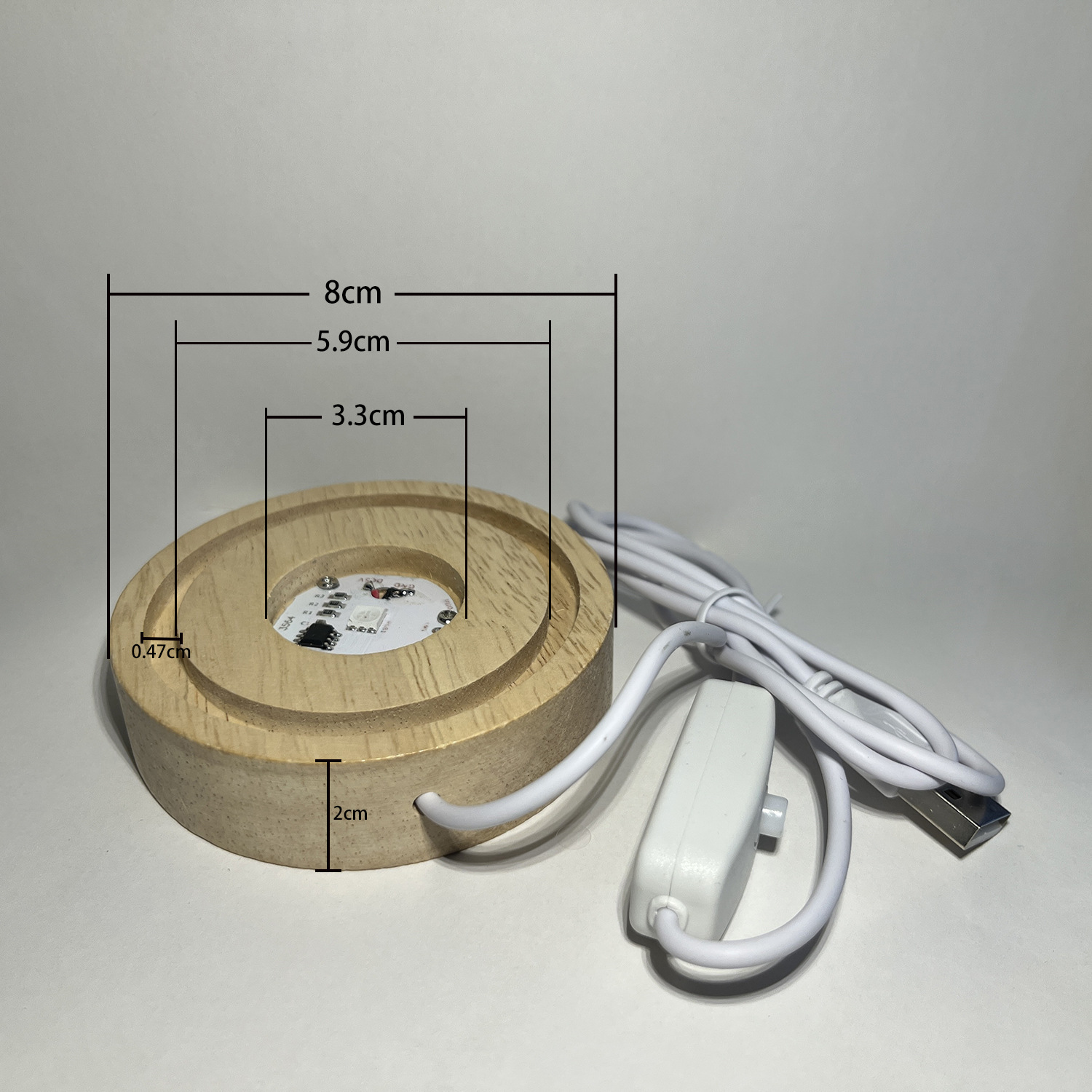 Yonii multi-size led solid wood lamp DIY popular night light switch light oak square base USB lamp socket details Picture