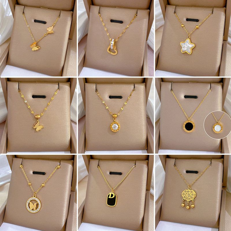 【 All-titanium Steel 】 Real gold electroplating inside the furnace for color retention, very cold necklace, female Instagram influencer collarbone chain accessory pic 3