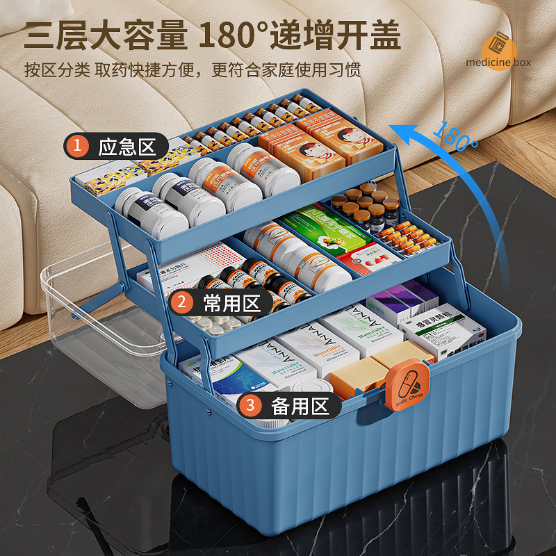 Large-Capacity Medicine Cabinet Multi-Layer Medicine Cabinet Portable Medicine Cabinet Storage Box Home First Aid Kit Portable Medicine Medical Kit Specification drawing