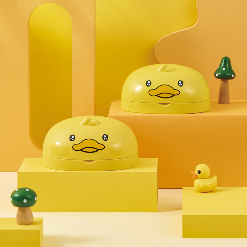 抖音创意小黄鸭皂盒 新款浴室双层沥水香皂架 学生宿舍网红肥皂盒