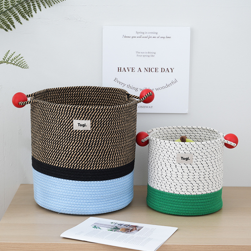 Large Capacity Cute Storage Basket A Children's Toy Storage Bucket Living Room Decoration Cotton Rope Woven Basket details Picture