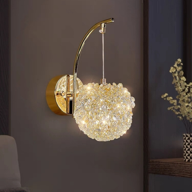 [Lychee] Crystal wall lamp, light luxury corridor, modern creative background wall, hanging line lamp, bedroom, popular hanging bedside lamp full figure