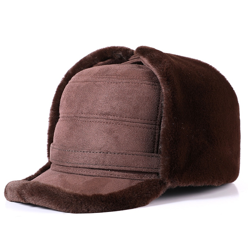 Old Man Hat Men's Winter Suede Lei Feng Hat Warm Dad Grandpa Thick Old Man Hat Middle Old Ear Protection Hat Item Picture