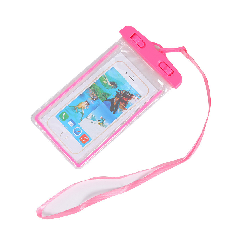 夜光荧光手机防水袋 纯色透明户外手机保护袋 漂流游泳手机防水套详情图5