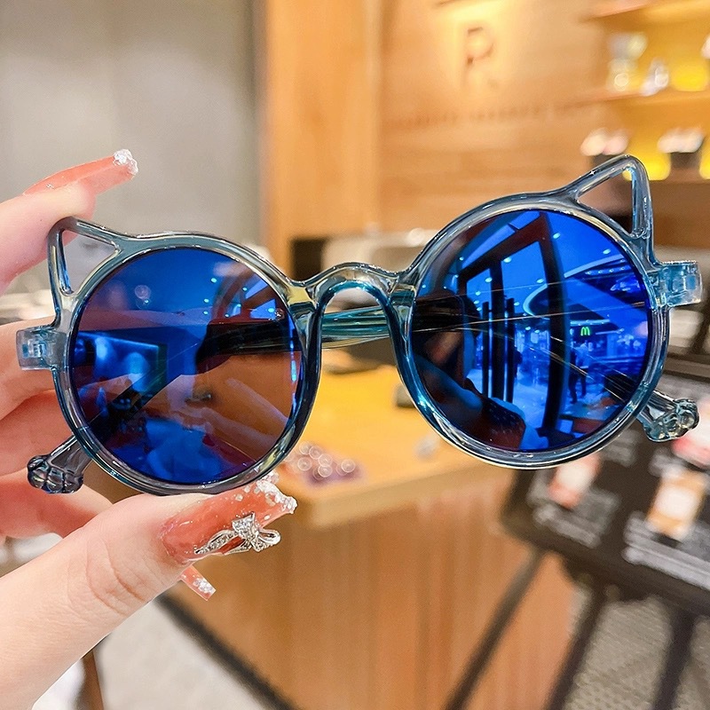 Children's sunglasses for babies, super cute and adorable cat-eared sunglasses, anti-ultraviolet glasses for boys and girls, a trend details Picture
