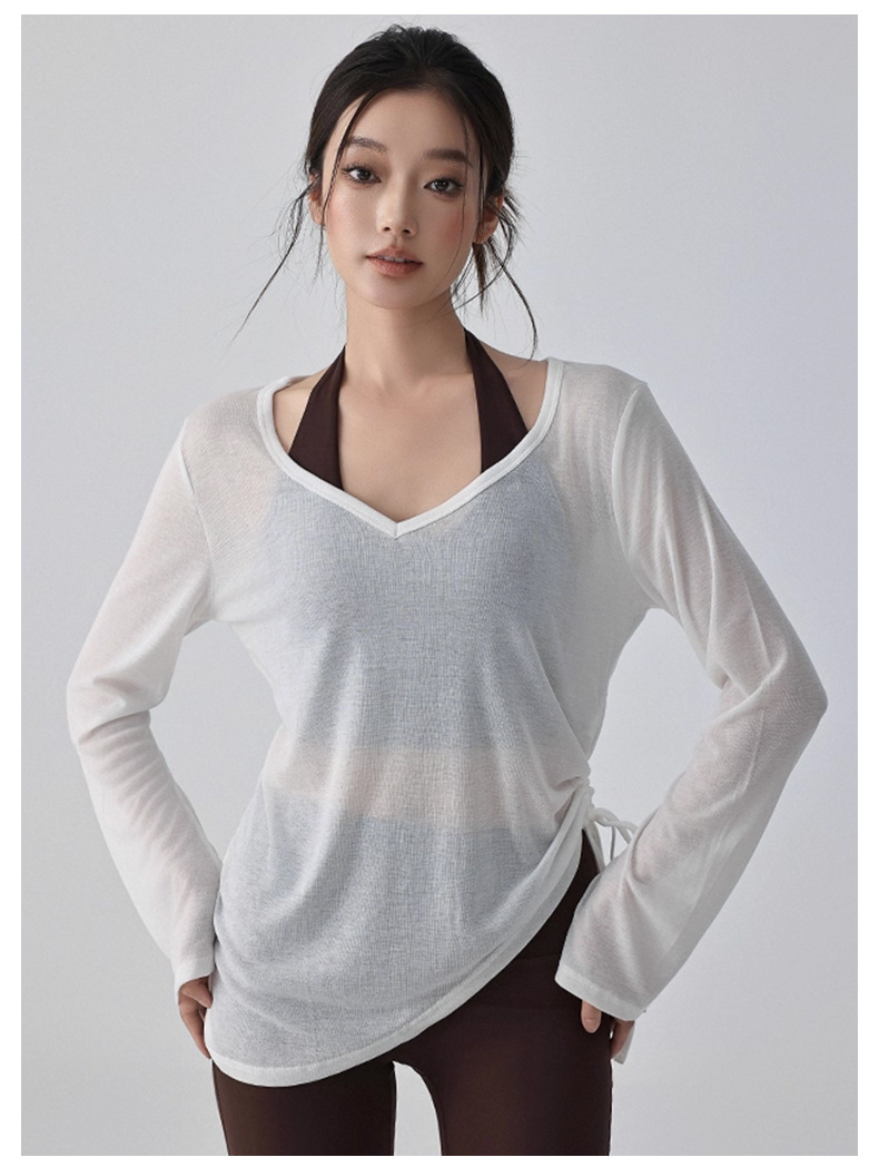 举重妖精夏季防晒罩衫女慵懒风薄款运动瑜伽服宽松遮屁股服装展示道具详情15
