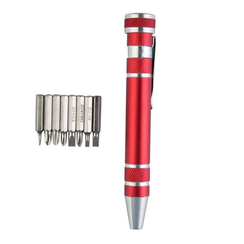 Multi-Purpose Screwdriver 8-In-1 Screwdriver Aluminum Alloy Removing Pen Tool One-Line Cross Changing Head Screwdriver Item Picture