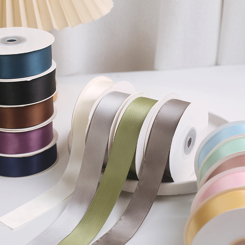 圣诞节丝带2.5cm加密双面涤纶带绸带双面色婚庆礼品包装织带装饰