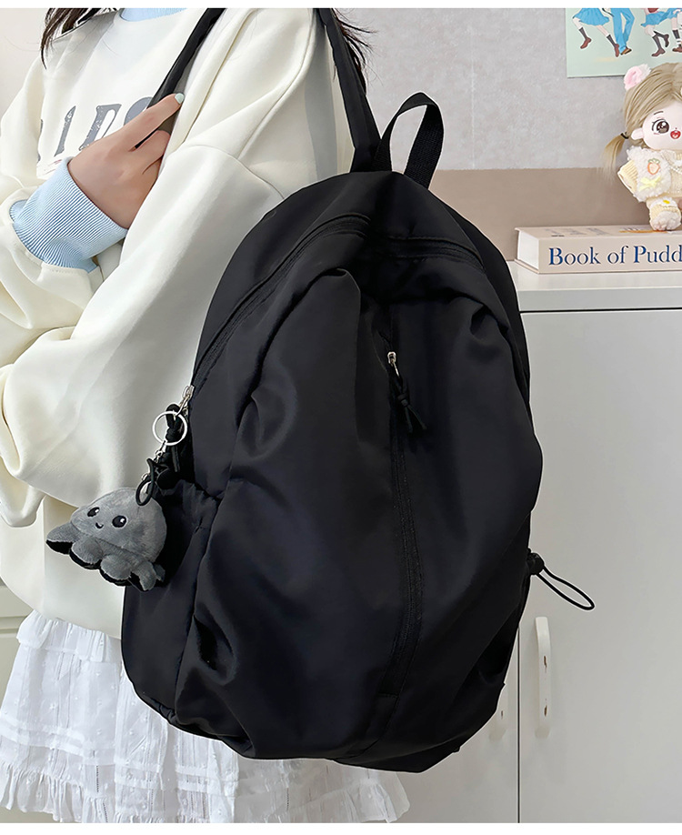 双肩包女旅游轻便户外休闲登山背包简约纯色初高中学生书包大容量详情12