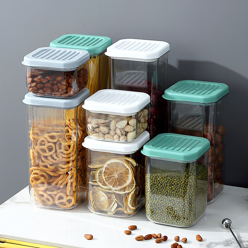 大容量塑料透明加厚密封罐五谷杂粮食品储物罐方形零食收纳罐批发
