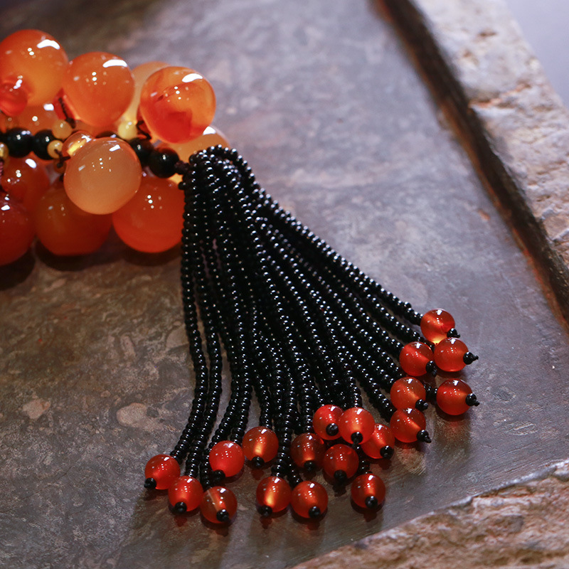 Natural chalcedony car pendants, double PI Xiu car tassel style car pendants for men and women, high-end car rearview mirror pendants Specification image