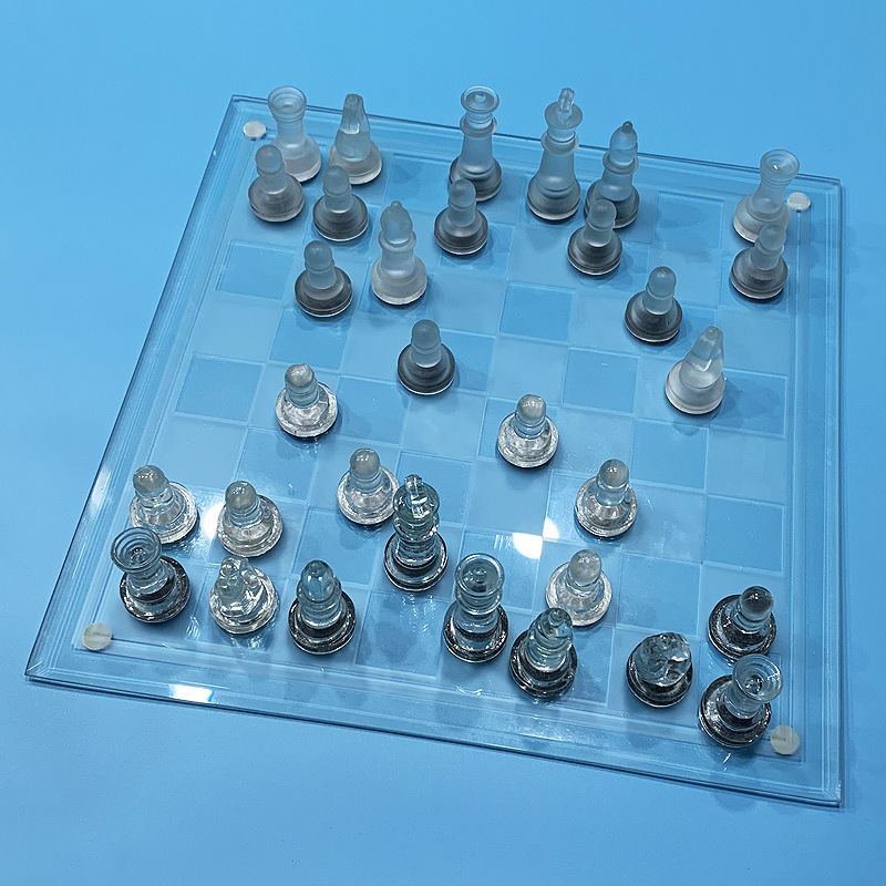 25*25Cm Frosted Glass Chess Set Glass Crystal Chess Set details Picture