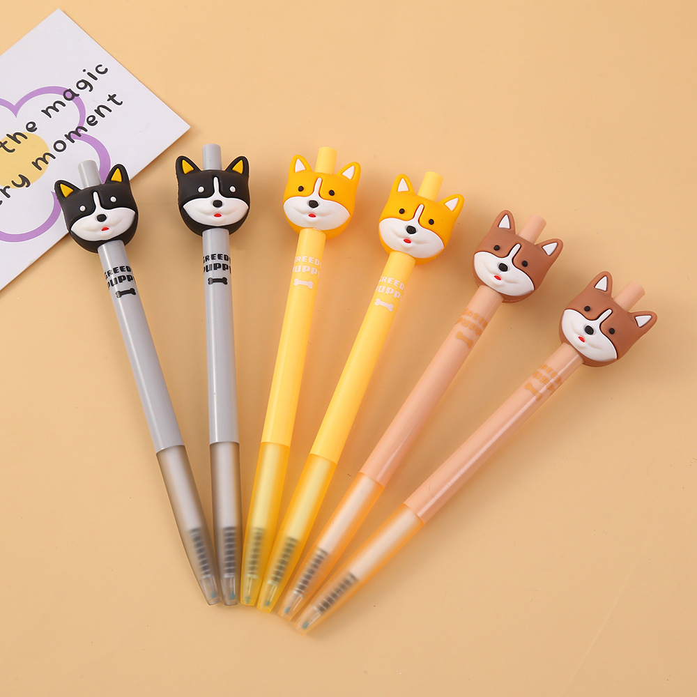Zongfan Stationery ZF2893 Corgi Press Gel Pen, Mechanical Pencil, Eternal Pencil, Student Exam Black Gel Pen Specification image