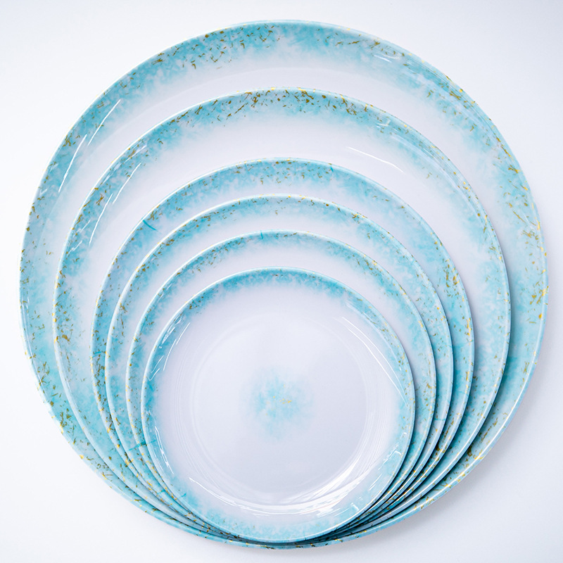 Ceramic melamine tableware, round plates, flat plates, Western plates, vegetable plates, dining plates, 9-inch, 10-inch, 11-inch plates wholesale factory Item Picture