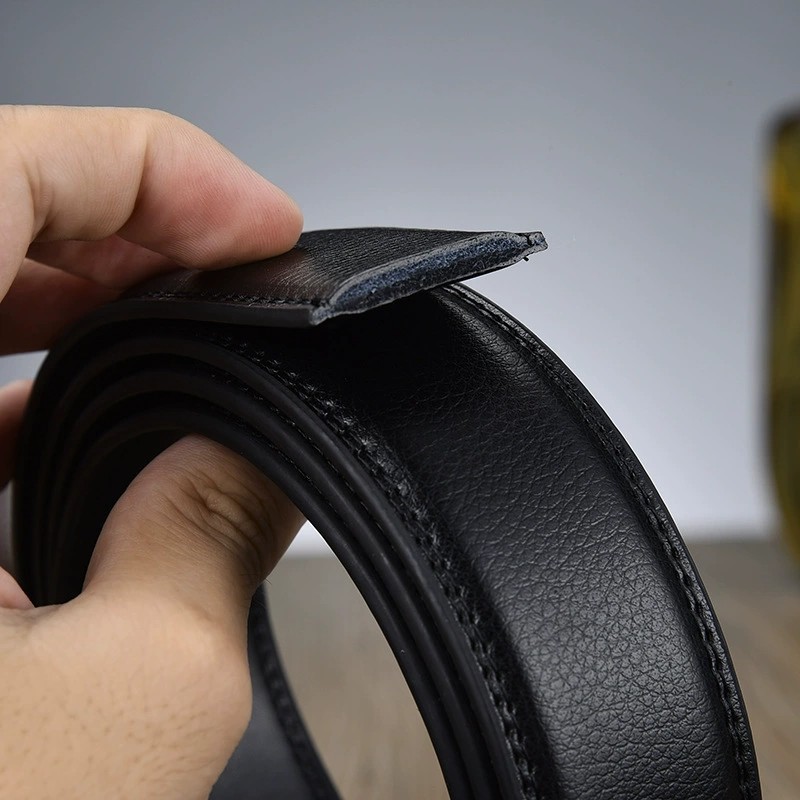 Leather Leather Men's Headless Belt 14 Grain Open Edge Automatic High-End Business Belt Does Not Lead Wenzhou Belt Men Specification drawing