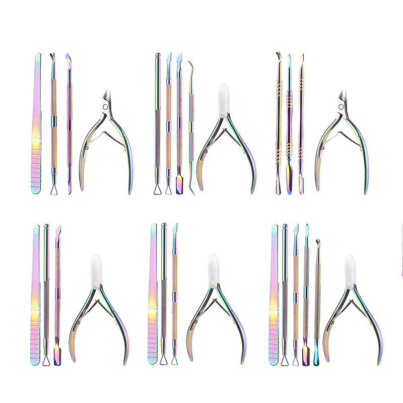 Stainless steel D501 color titanium exfoliating scissors, nail care, nail steel push, nail art tools, exfoliating pliers set, shanilak Item Picture