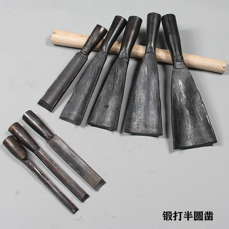 Woodworking chisels, blacksmiths, hand-forged old chisels, semi-circular chisels, shovels, arc-shaped chisels, wooden barrel chisels, carved chisels