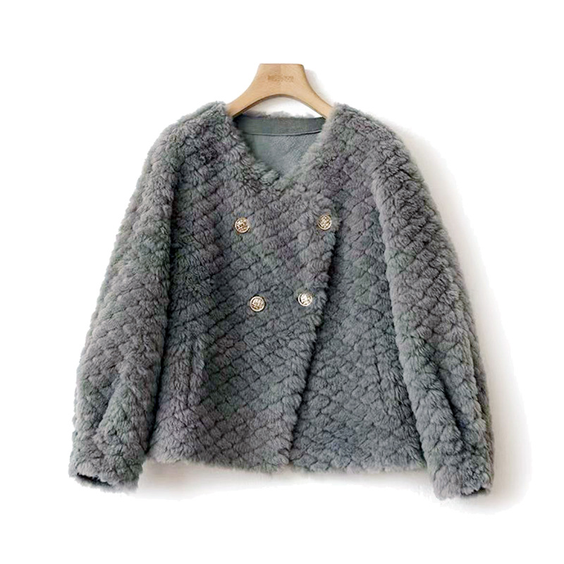 Winter New Year Lamb Fur Short Female Influencer Sheep Cut Bugatti All Wool Short Jacket Item Picture