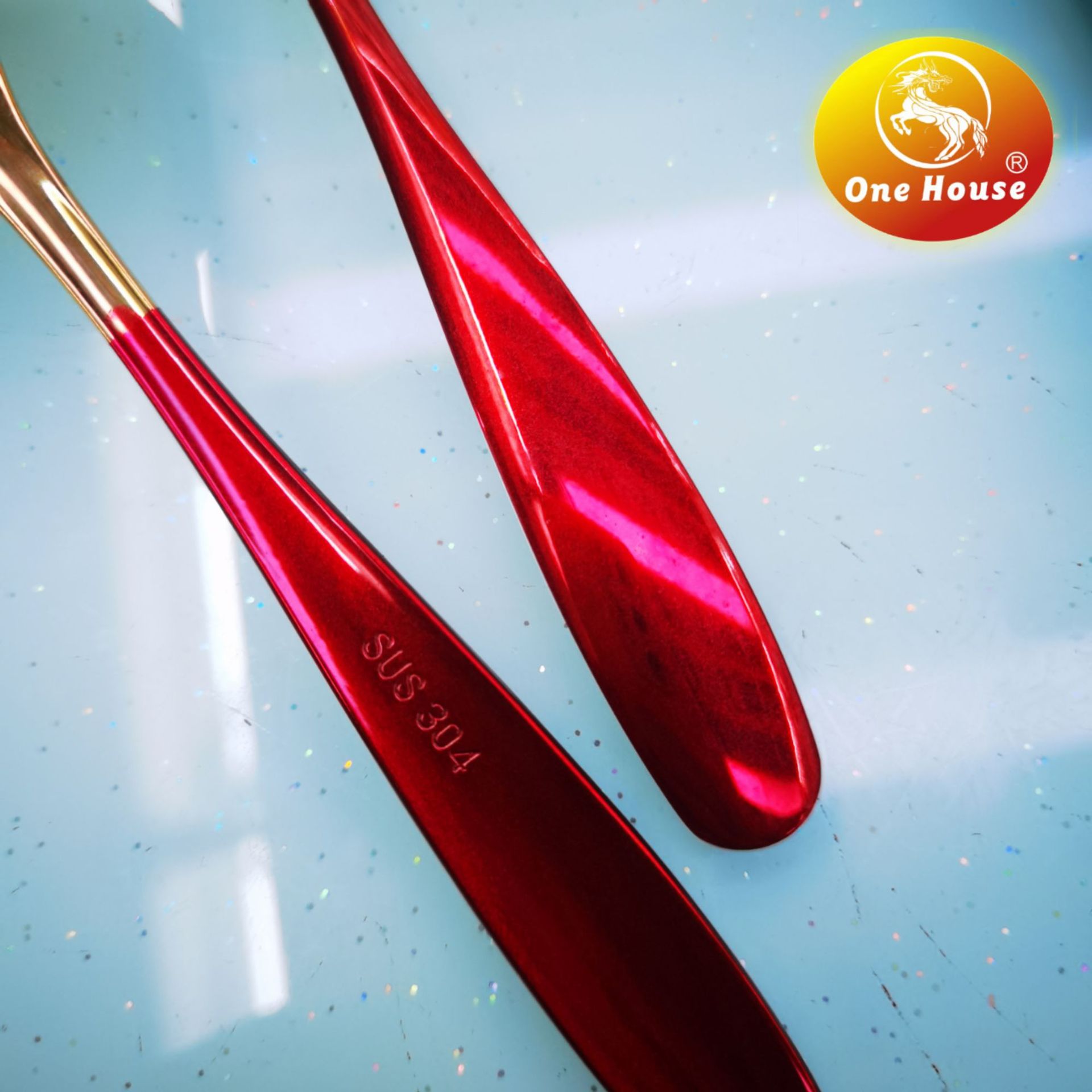 一家高档304不锈钢网红汤勺精致彩色柄镀金汤壳漏勺家用圆勺油勺详情图3