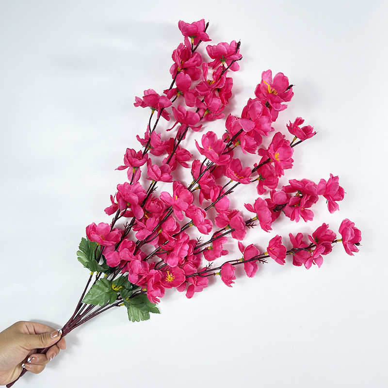 Other Simulation Crafts 7 Fork Peach Blossom Simulation Silk Flower Bouquet Hotel Wedding Decoration Plastic Artificial Flowers Sitting Room Balcony Item Picture