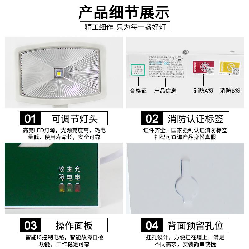 Fire emergency lights, safety exit indicator lights, evacuation signs, multi-functional two-in-one ultra-bright emergency lighting fixtures Specification image