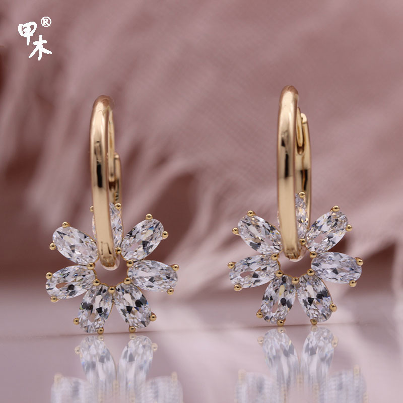 PATAYA Korean version elegant rose gold-plated earrings for women, simple and cute earrings, sweet pear flower cross-border earrings Application Scenario