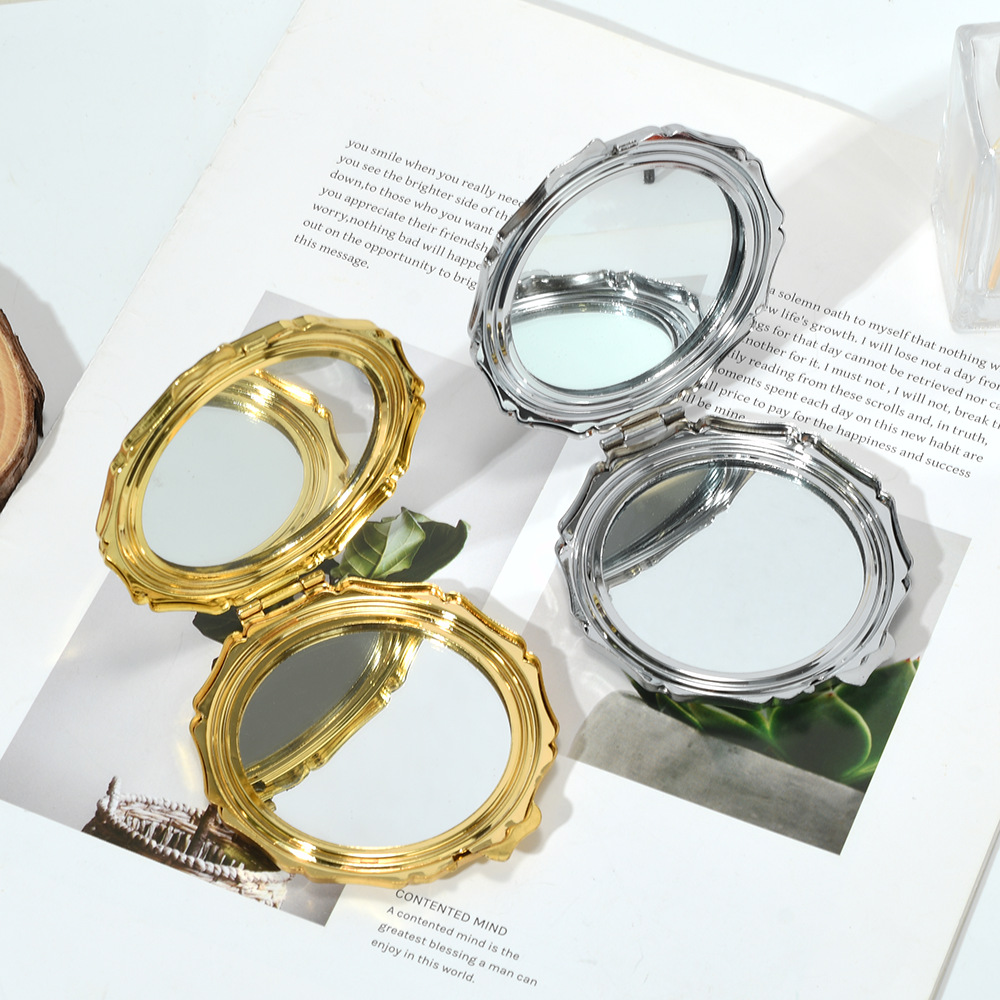 Custom-made folding makeup mirror, round LOVE sparkling diamond portable mini mirror, girls' touch-up mirror when going out Specification image