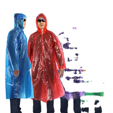 7BD 10-piece long plastic universal adult new large-sized portable disposable raincoat for outdoor travel Item Picture