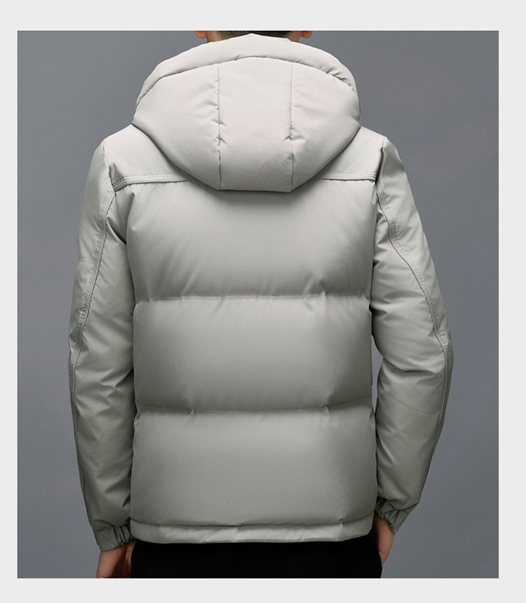 The new hooded down jacket for men in winter is warm and thick. The white duck down casual business jacket for middle-aged dads is trendy pic 31