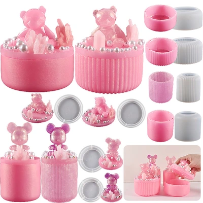 diy crystal drop glue stripe storage box Storage tank epoxy mirror cup silicone mold thumbnail