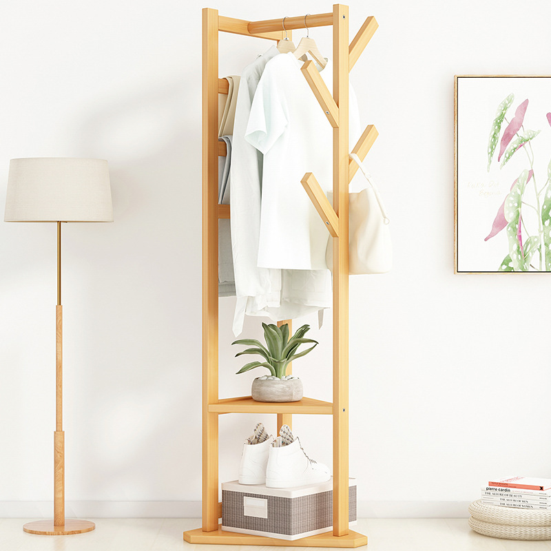 Coat Rack Hanging Coat Rack Storage Simple Modern Bedroom Floor Solid Wood Small Multi-Functional Storage Shelf Specification drawing