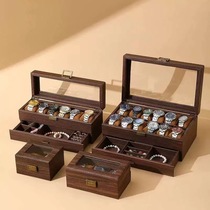 Vintage wood grain PU leather watch box Wooden jewelry gift packaging box Cross-border hot watch storage box Watch box