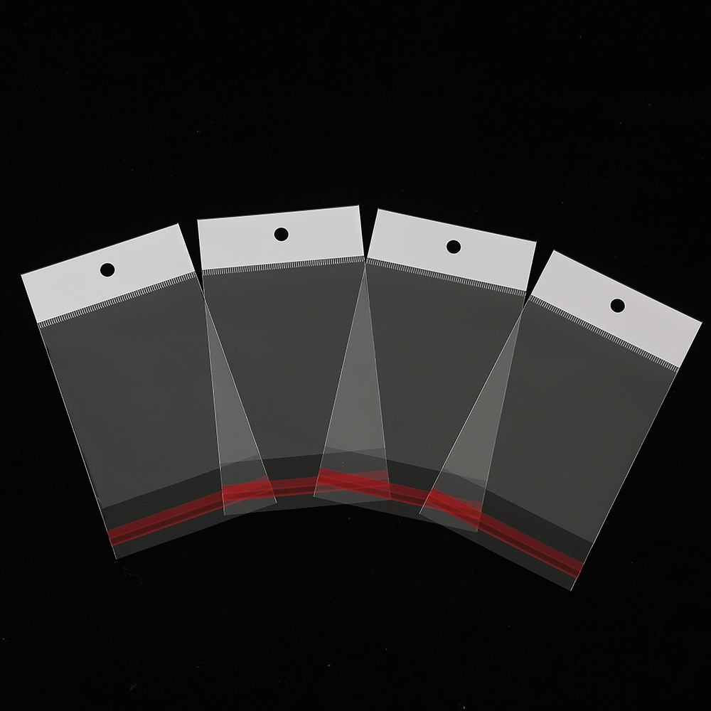 白色卡头opp袋透明不干胶自粘袋服装饰品包装袋一次性自黏袋批发