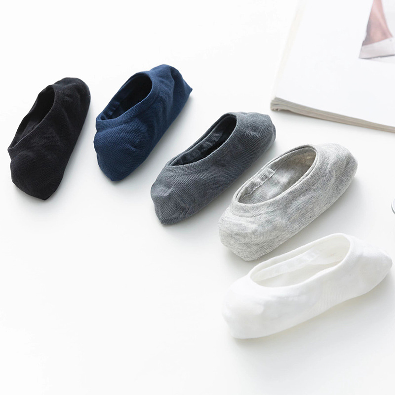 Black Non-Slip Silicone Socks With Invisible Socks Men's Boat Socks Men's Spring Summer Thin Pure Cotton Factory Direct Specification drawing