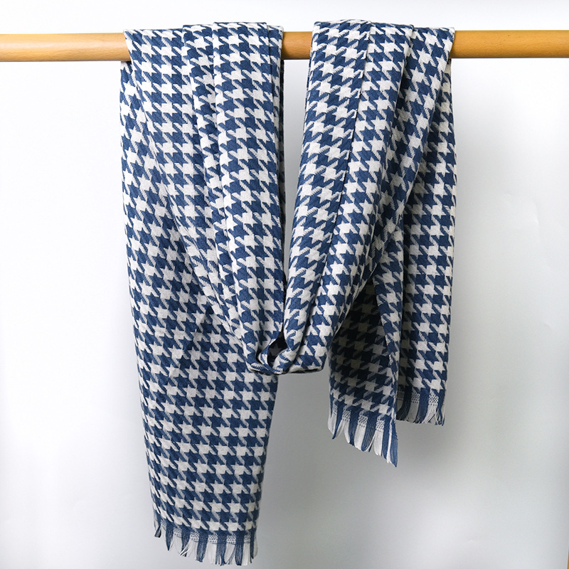 Thousand Bird Lattice Scarf Female Autumn Winter 2023 New Check Scarf Imitation Cashmere Warm Shawl With Fashion Bib details Picture