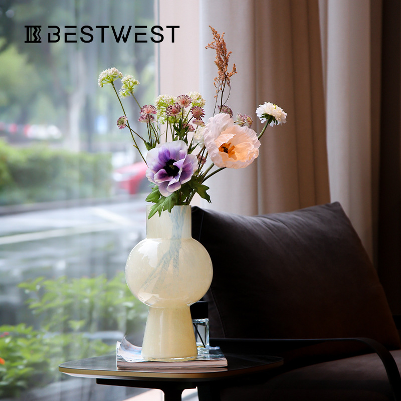 Best west vintage hydroponic tall glass Vase, a high-end home decoration with an Ins-style flower arrangement Specification image