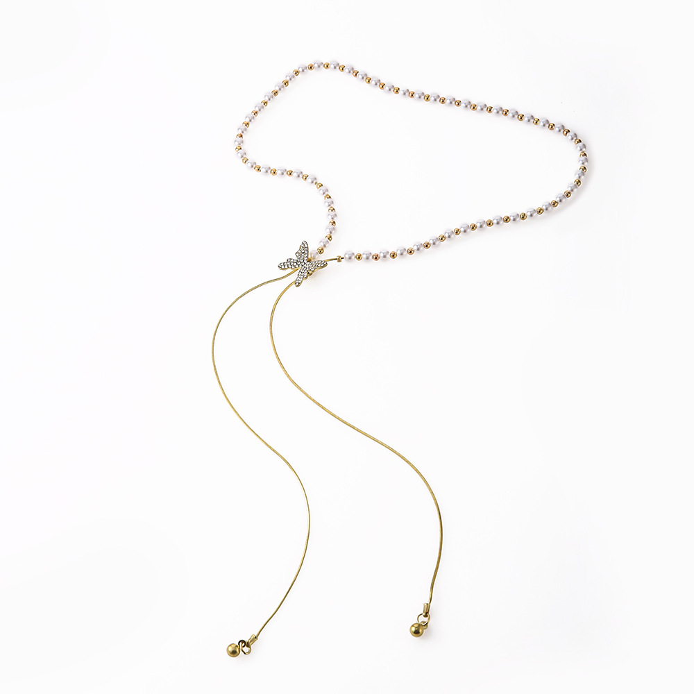 The trendy and individualistic pearl butterfly necklace on Instagram is a versatile and niche pendant with a cold and luxurious collarbone style Item Picture