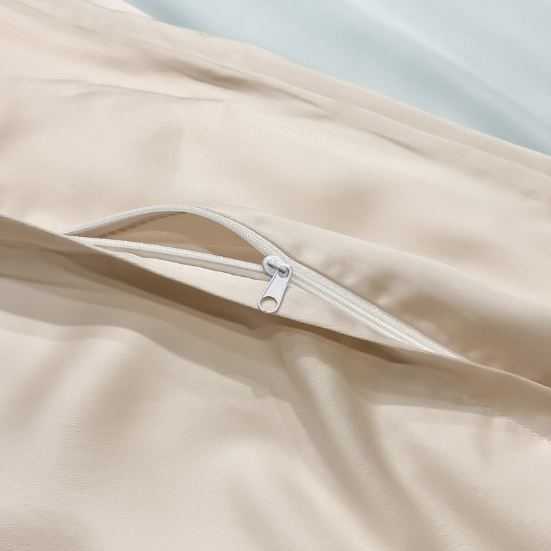 Light luxury summer cool embroidered ice silk bed sheet four-piece set, summer naked sleep washed silk quilt cover, bed cap and bedding Specification image